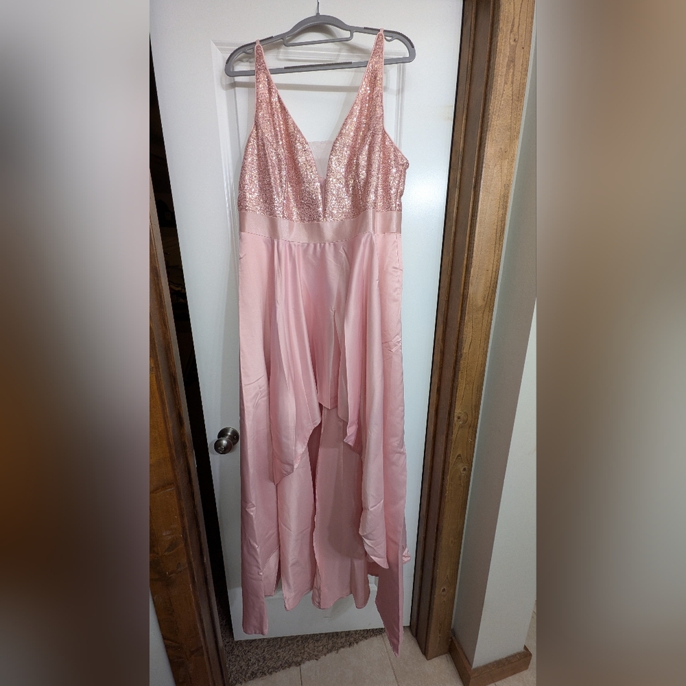 Ever Pretty NWT Pink Sequin Dress Layered Skirt Size 1XL Elegant